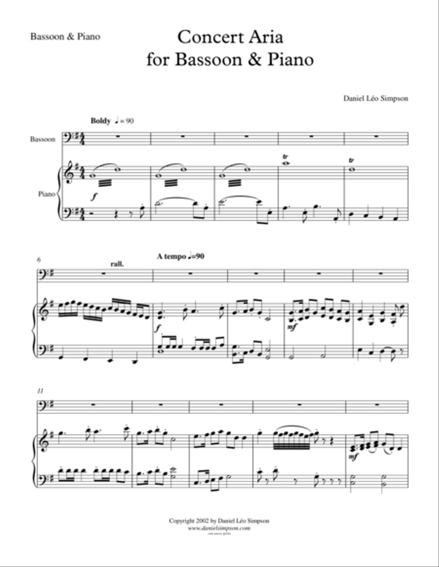 Concert Aria for Bassoon & Piano Woodwind Duet scores gallery preview page 1