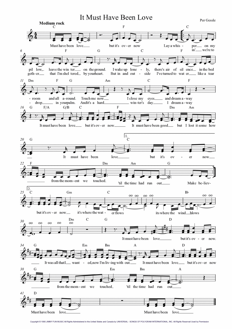 It Must Have Been Love 2-Part scores gallery preview page 1