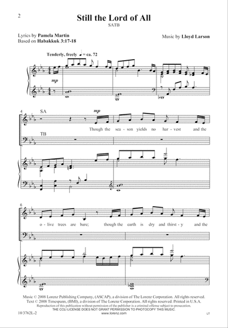 Still the Lord of All Still the Lord of All 4-Part scores gallery preview page 2
