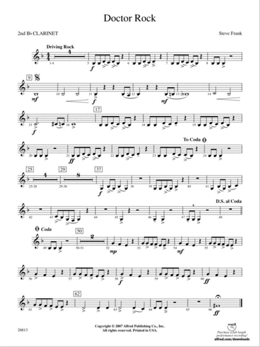 Doctor Rock: 2nd B-flat Clarinet Concert Band scores gallery preview page 1