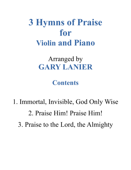 Gary Lanier: 3 HYMNS of PRAISE (Duets for Violin & Piano) image number null