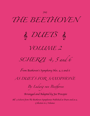 The Beethoven Duets For Saxophone Volume 2 Scherzi 4, 5 and 6