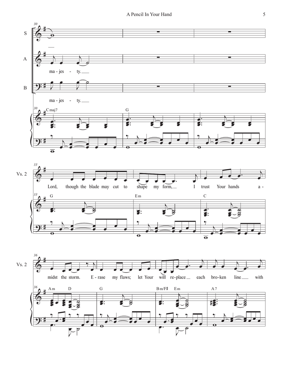 A Pencil In Your Hand (SAB) 3-Part scores gallery preview page 5
