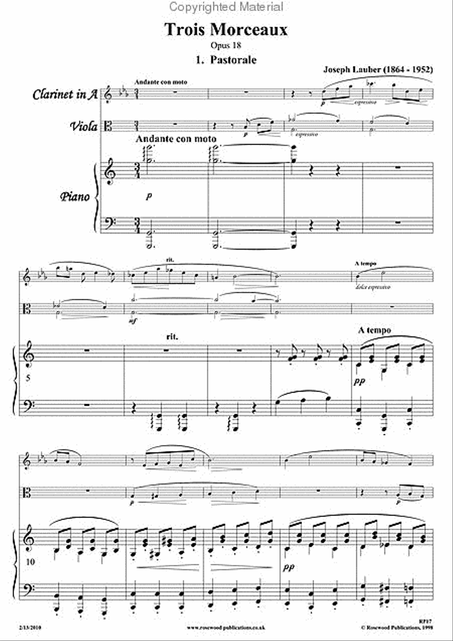 Trois Morceaux Trois Morceaux A Clarinet scores gallery preview page 2