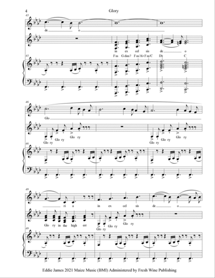 Glory Piano Solo scores gallery preview page 4