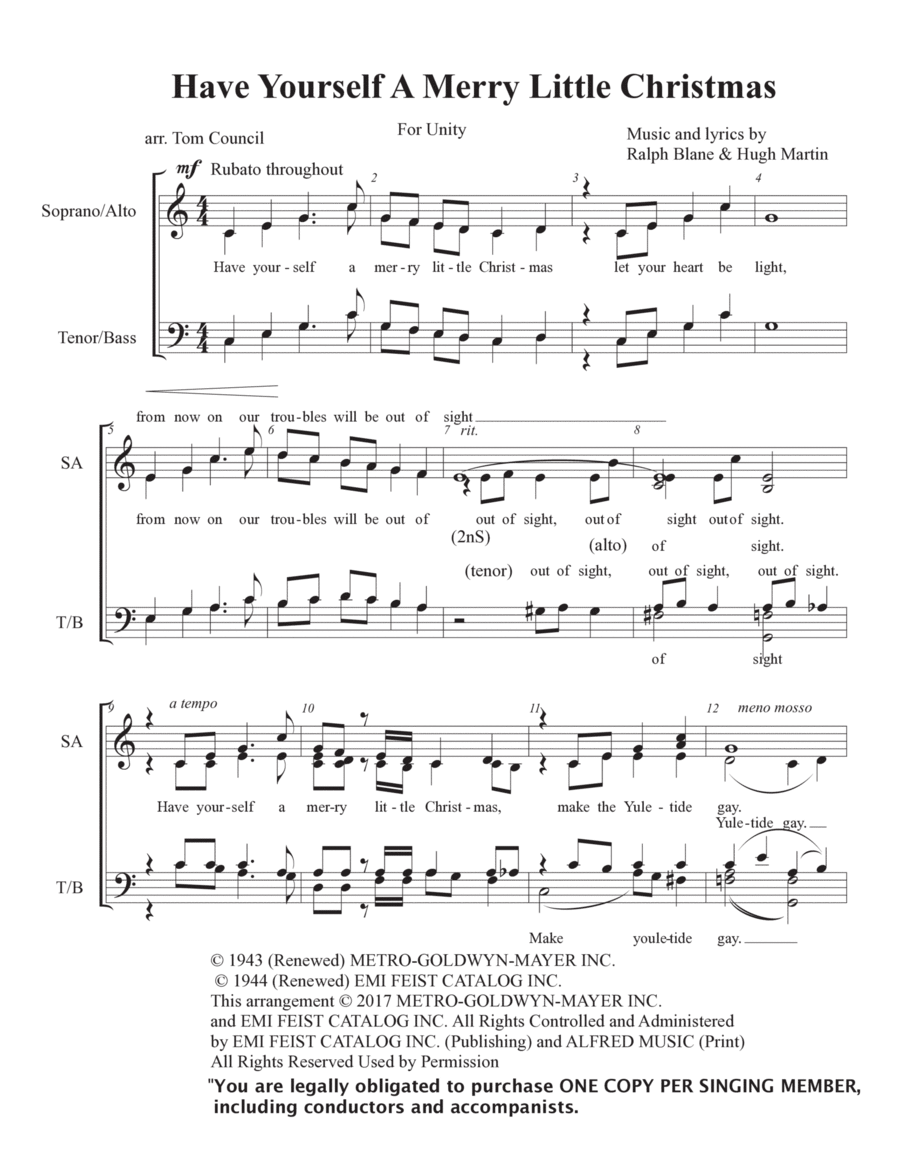 Have Yourself A Merry Little Christmas Divisi scores gallery preview page 1