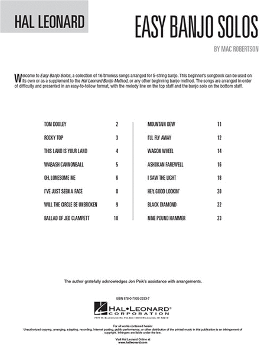 Easy Banjo Solos – Second Edition Banjo scores gallery preview page 2
