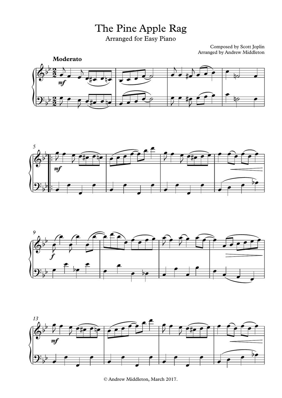 The Pineapple Rag arranged for Easy Piano Easy Piano scores gallery preview page 1