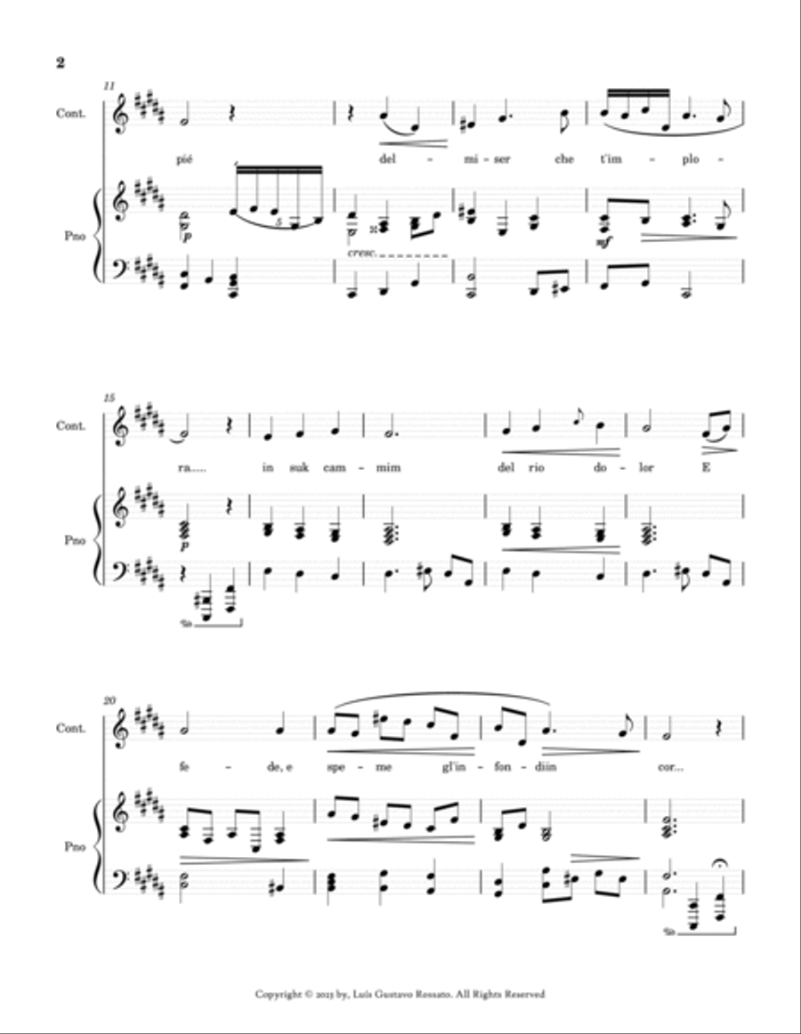 Mascagni - Ave Maria ( CONTRALTO - B Major) Piano scores gallery preview page 2