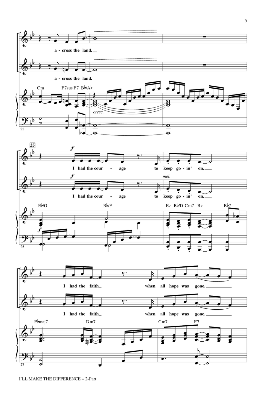 I'll Make The Difference (A Song Of Hope For Singers Around The World) 2-Part scores gallery preview page 4