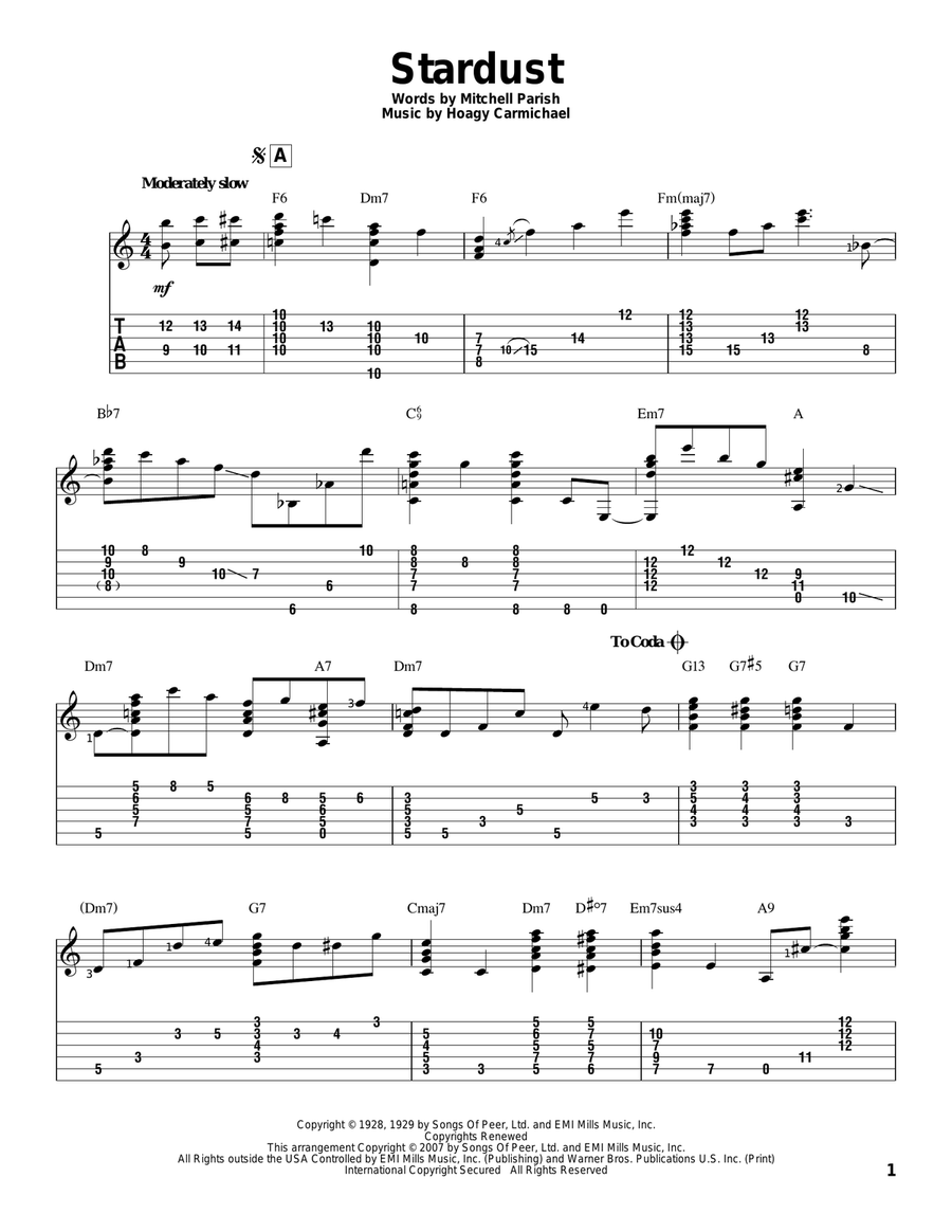 Stardust Stardust Electric Guitar scores gallery preview page 1