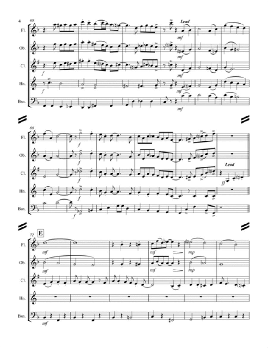 (There's No Place Like) Home For The Holidays Woodwind Quintet scores gallery preview page 5
