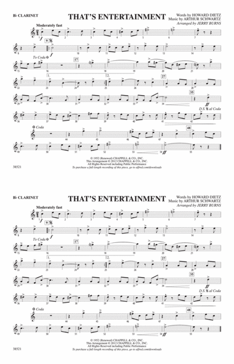 That's Entertainment: 1st B-flat Clarinet