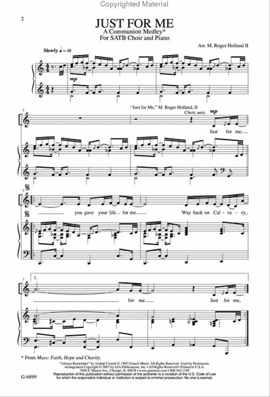 Just for Me Just for Me 4-Part scores gallery preview page 2