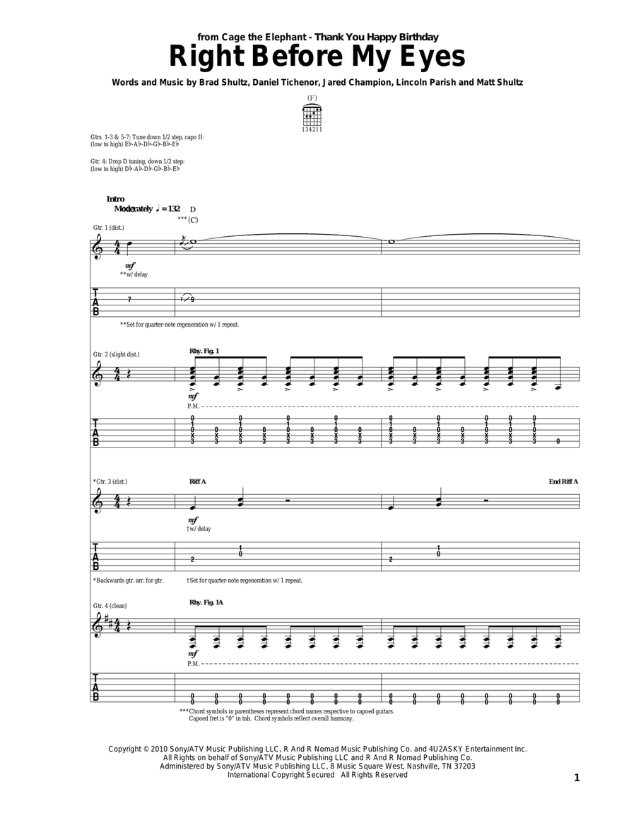 Right Before My Eyes Acoustic Guitar scores gallery preview page 1