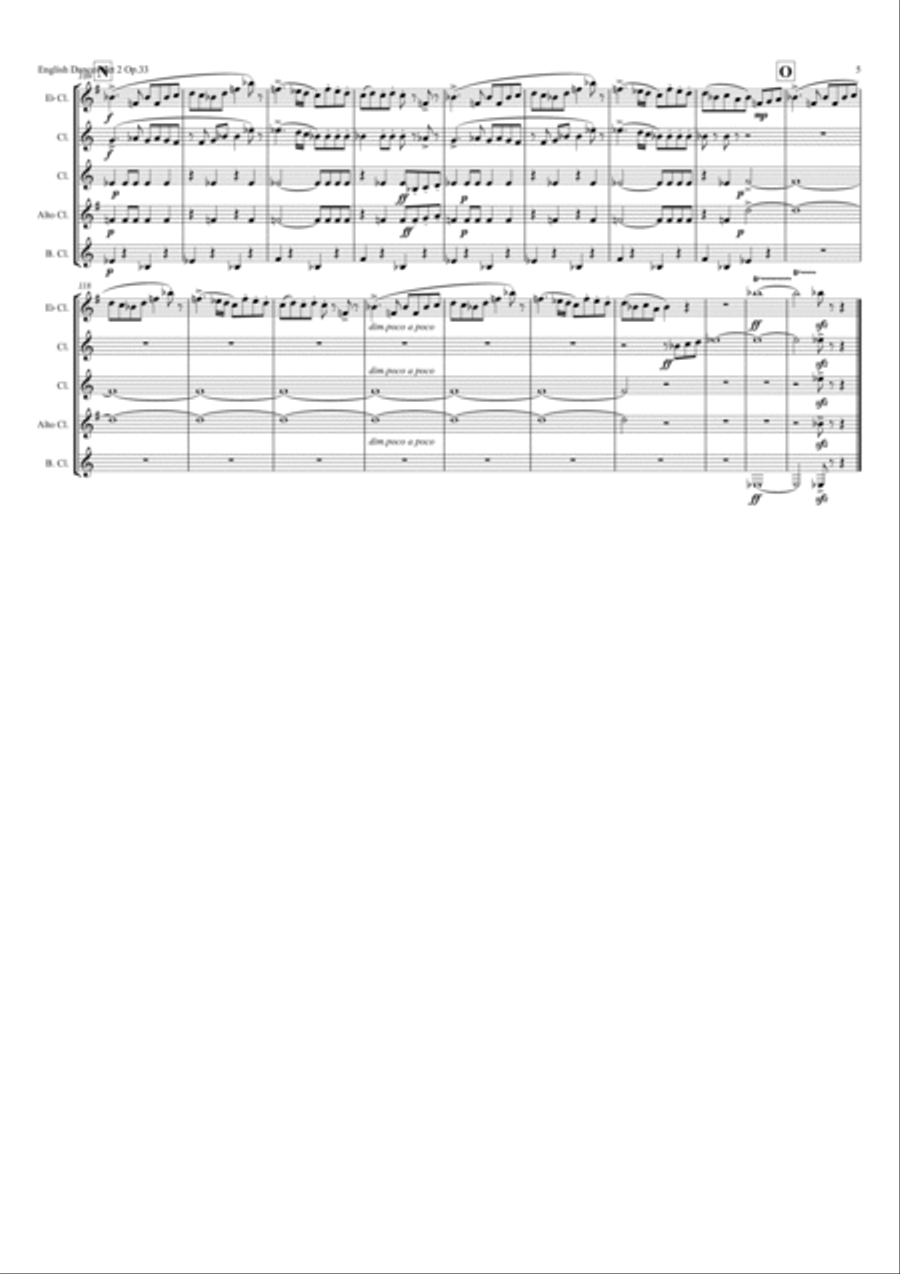 English Dances Set 2 Clarinet Quintet scores gallery preview page 5