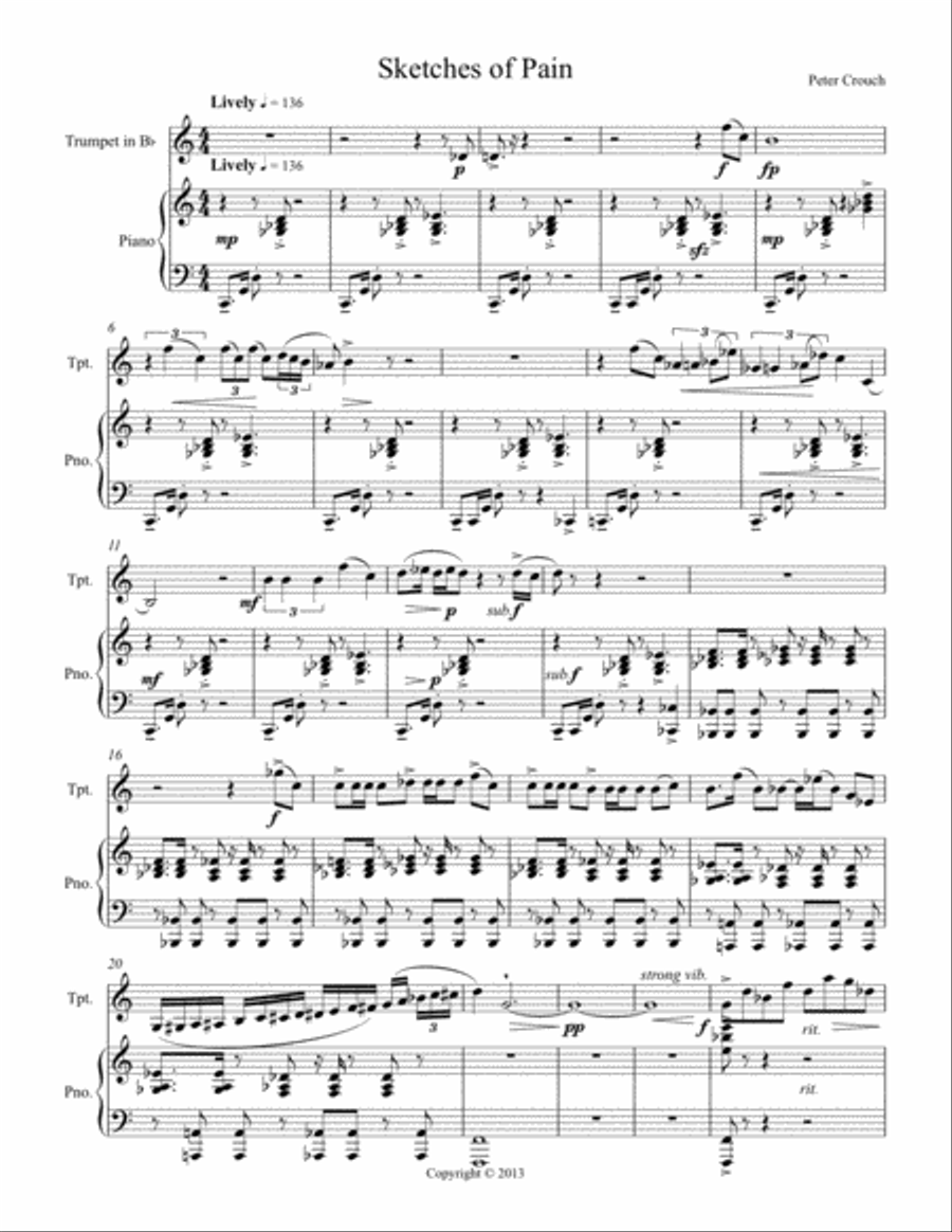 Sketches of Pain Trumpet Solo scores gallery preview page 5