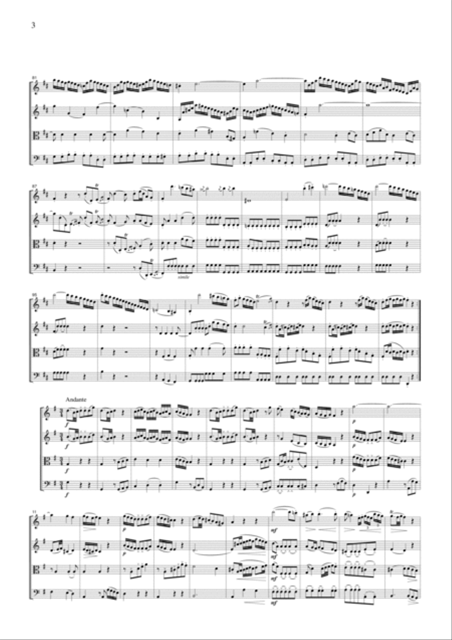 Mozart Divertimento K.136, all mvts., for string quartet, CM017 String Quartet scores gallery preview page 3