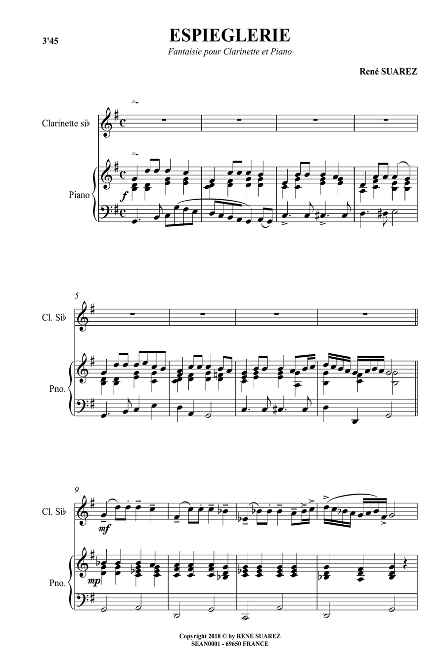 Espièglerie Clarinet Solo scores gallery preview page 1