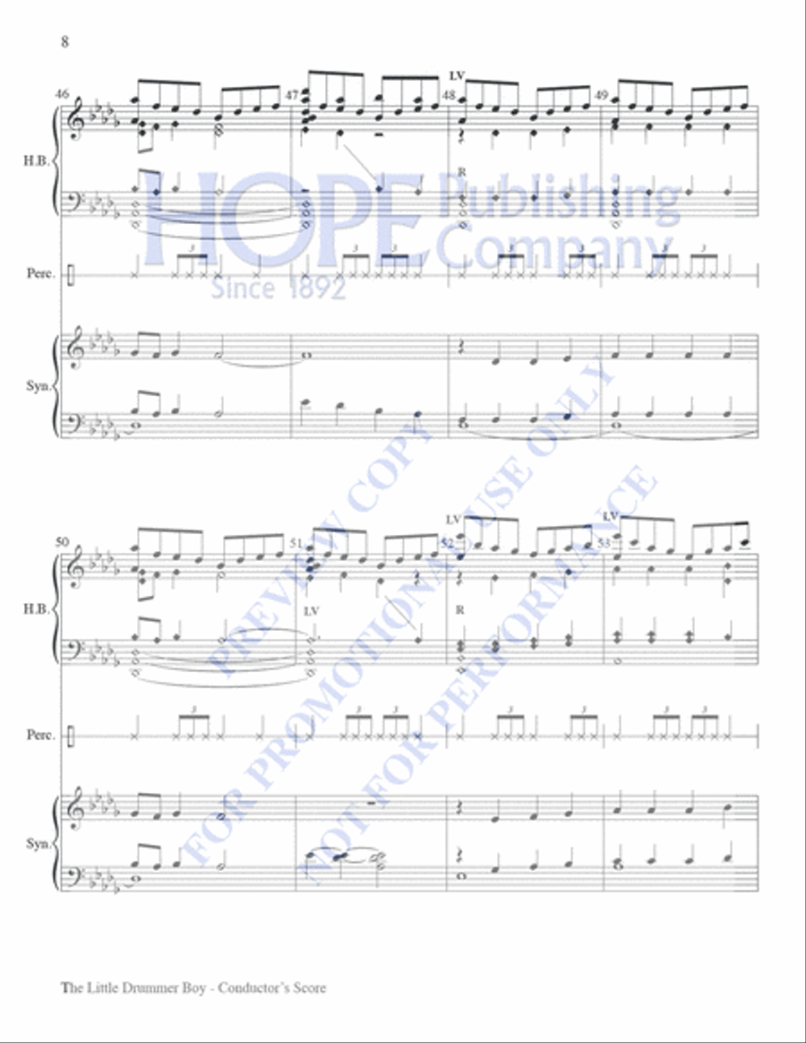 Little Drummer Boy Handbell Choir scores gallery preview page 8