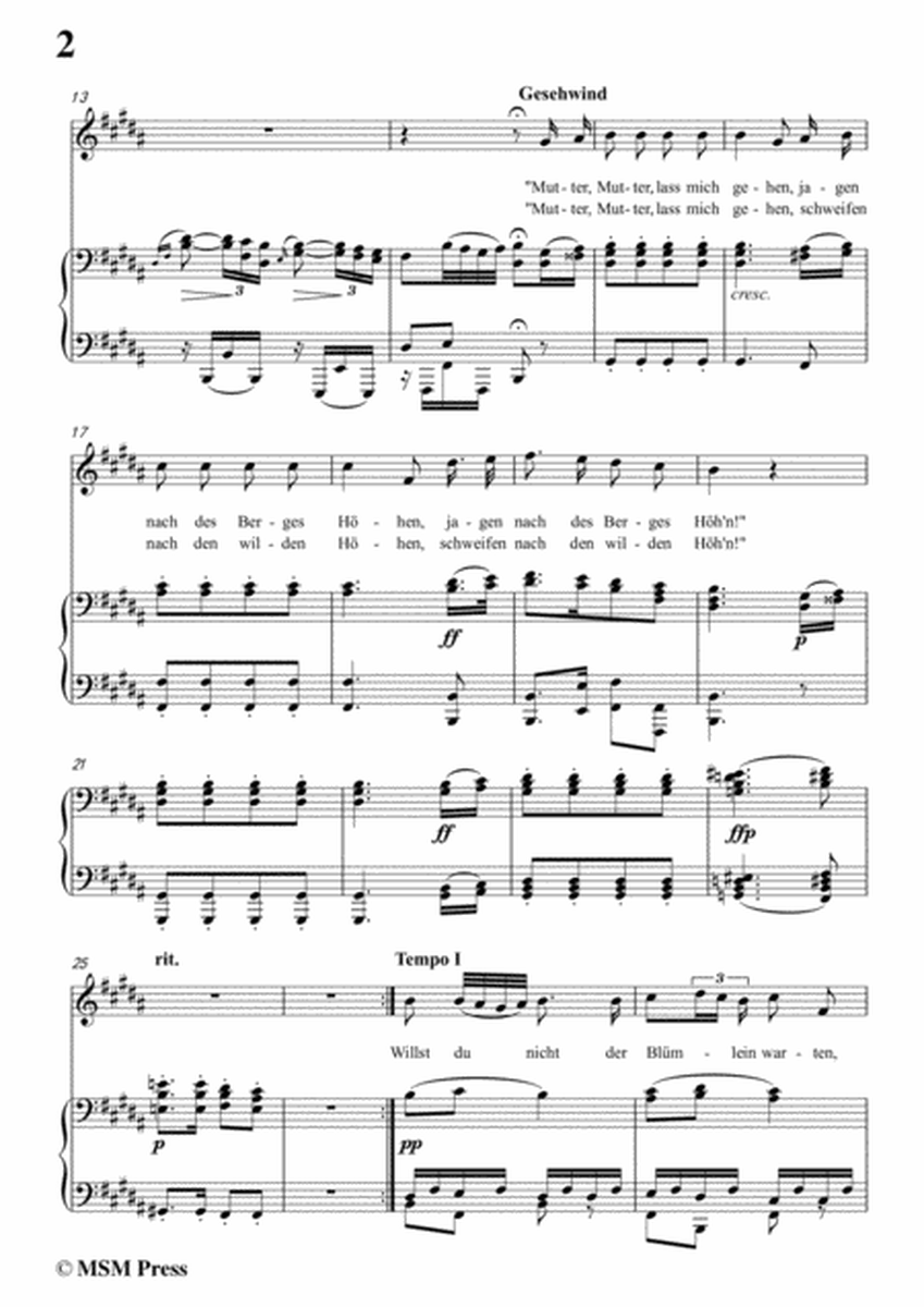 Schubert-Der Alpenjäger,Op.37 No.2,in B Major,for Voice&Piano image number null
