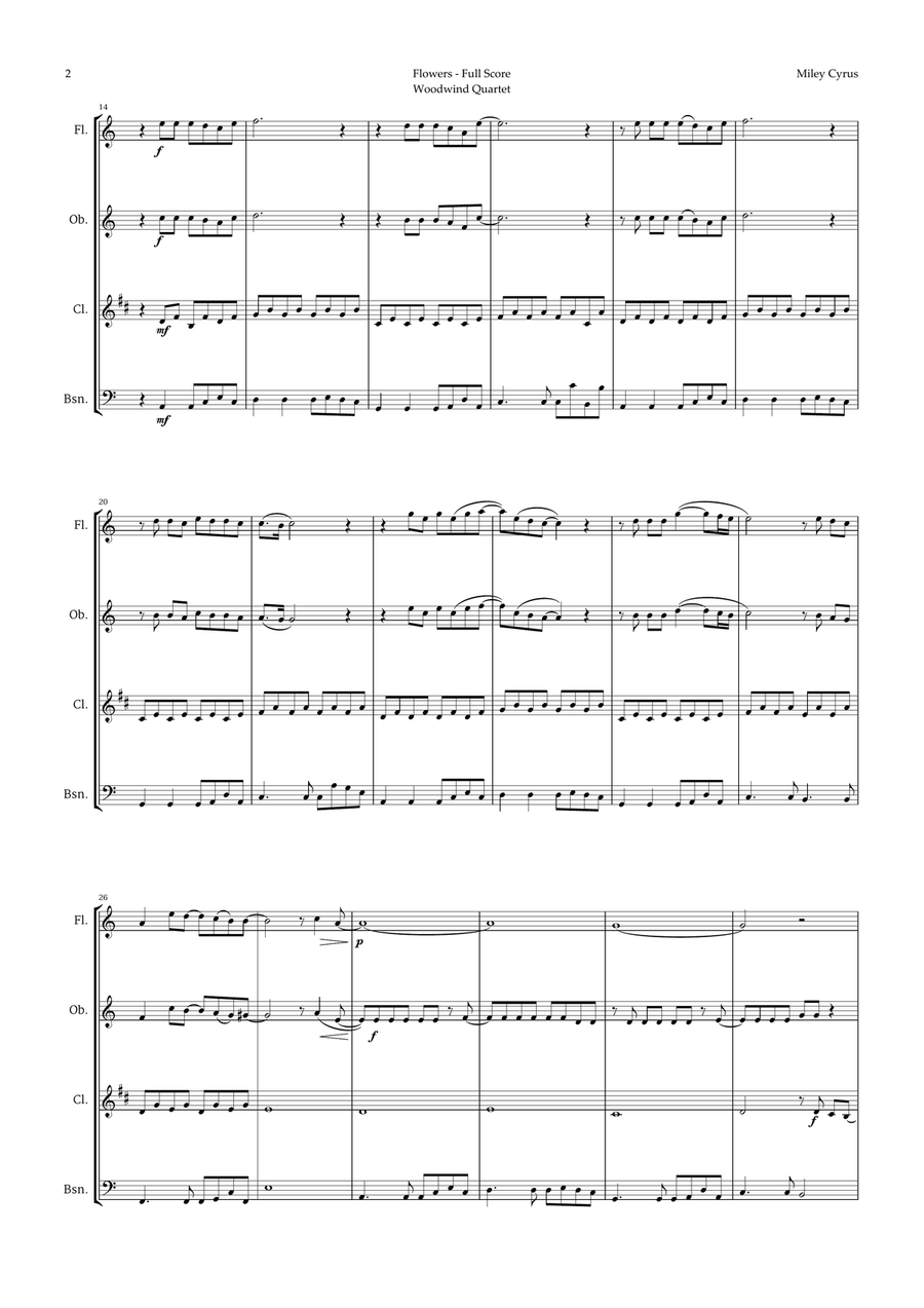 Flowers Woodwind Quartet scores gallery preview page 2