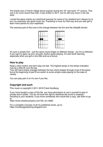 Branle (easy guitar - with and without tablature) image number null