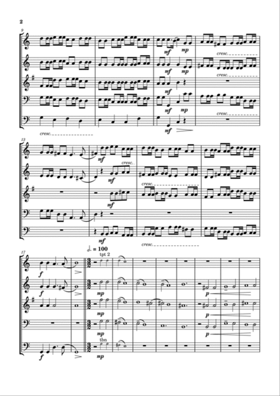 Gaude Plaude Brass Quintet scores gallery preview page 2