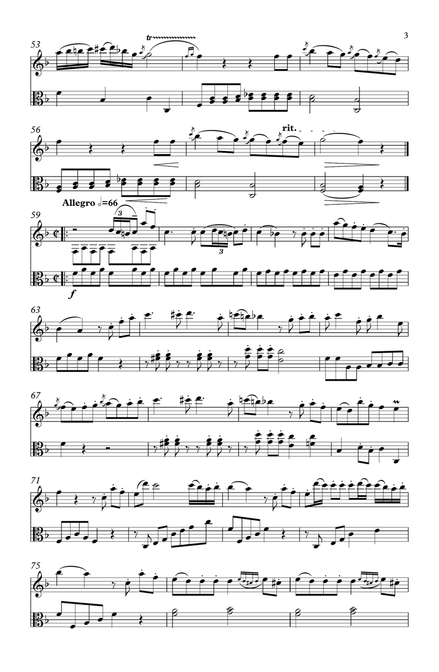 Devienne Duet for Flute & Viola Flute scores gallery preview page 3