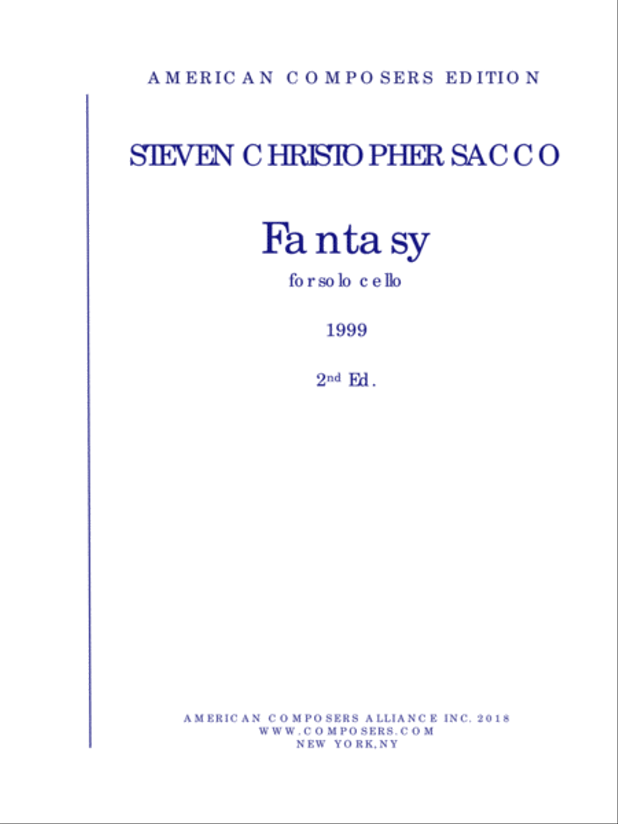 [Sacco] Fantasy for Solo Cello Cello Solo scores gallery preview page 1