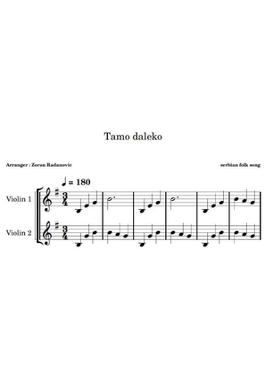 Book cover for Tamo daleko - for violin duet