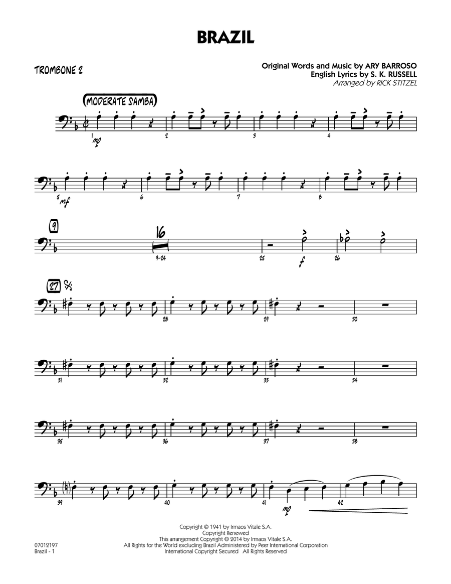 Brazil - Trombone 2 Jazz Ensemble scores gallery preview page 1