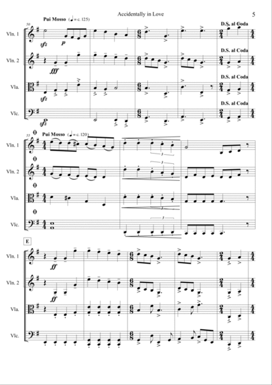 Accidentally In Love String Quartet scores gallery preview page 6