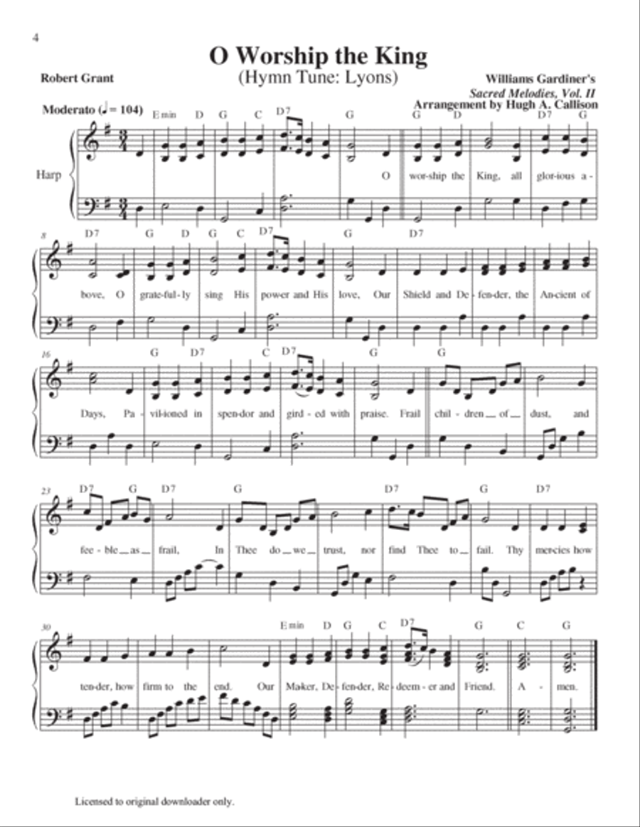 A Hymn A Day Volume 2 Harp scores gallery preview page 5