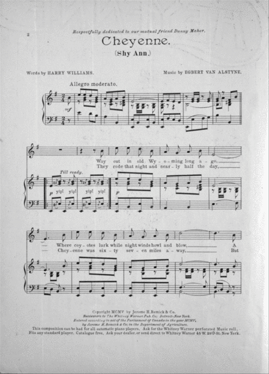 Cheyenne (Shy Ann). Song Voice scores gallery preview page 2
