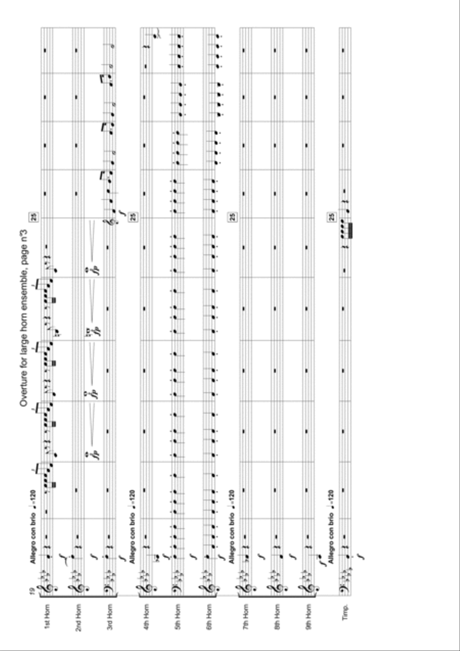Overture for large horn ensemble and timpani Horn scores gallery preview page 3