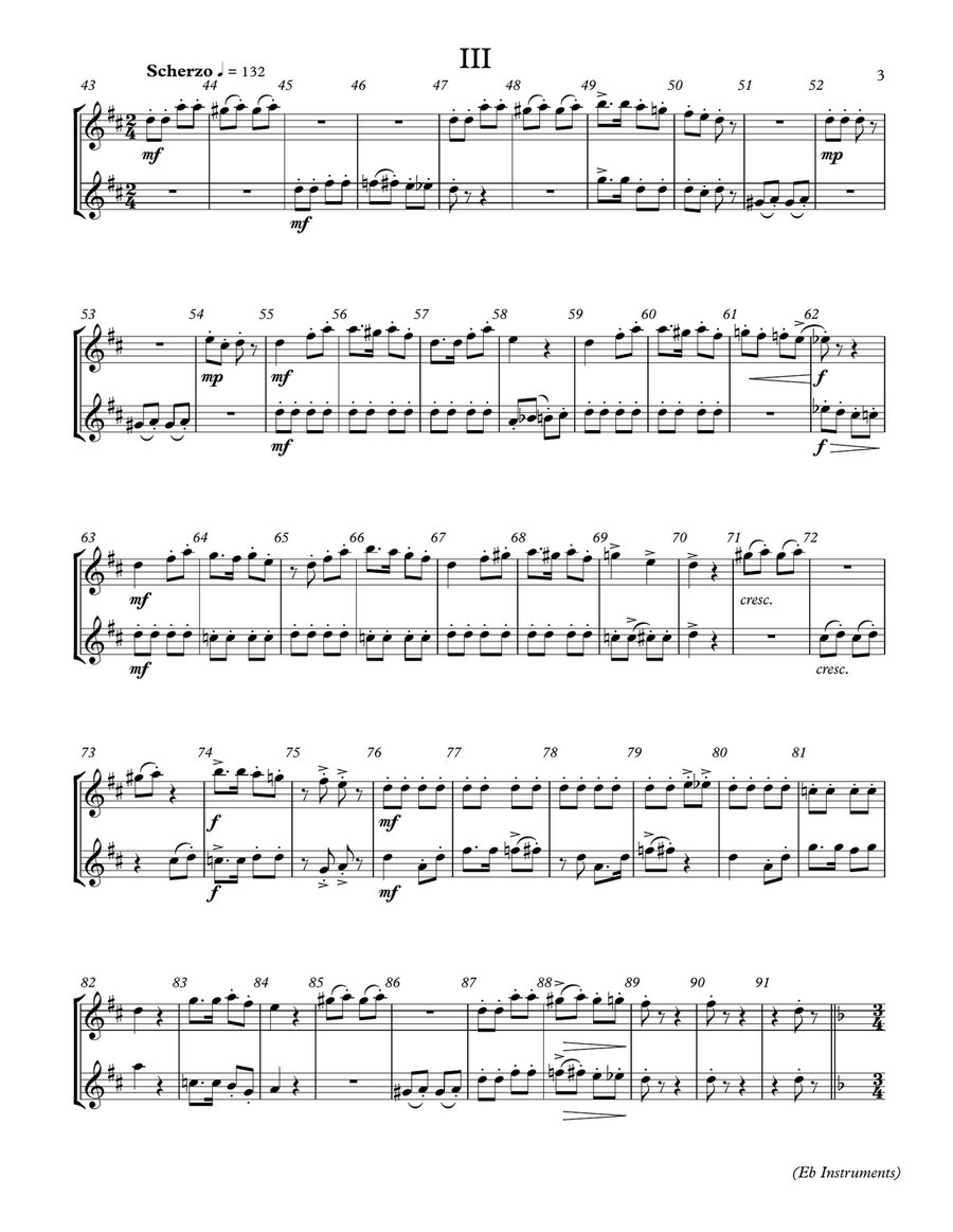 5 Duets For Any Two Band Instruments (Eb Treble Transposition) Woodwind Duet scores gallery preview page 3