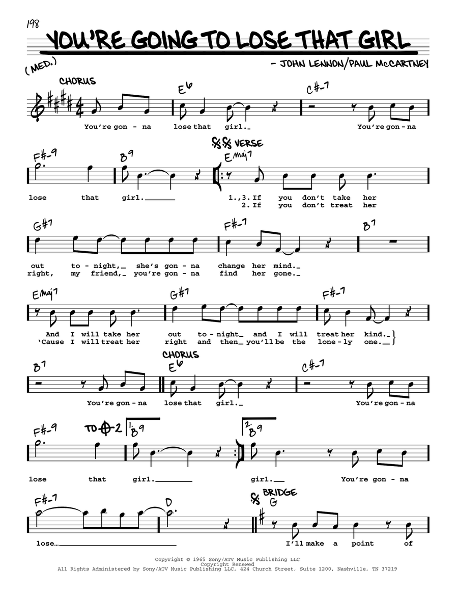 You're Going To Lose That Girl [Jazz version] Voice scores gallery preview page 1