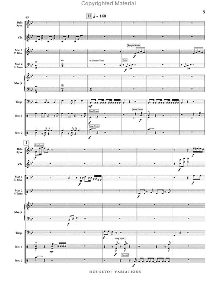 Housetop Variations (score & parts) Percussion Ensemble scores gallery preview page 6