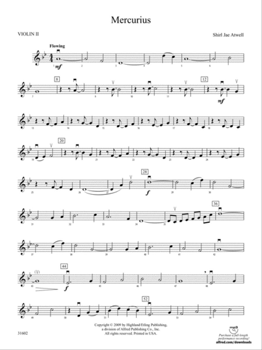Mercurius: 2nd Violin Mercurius: 2nd Violin String Orchestra scores gallery preview page 1