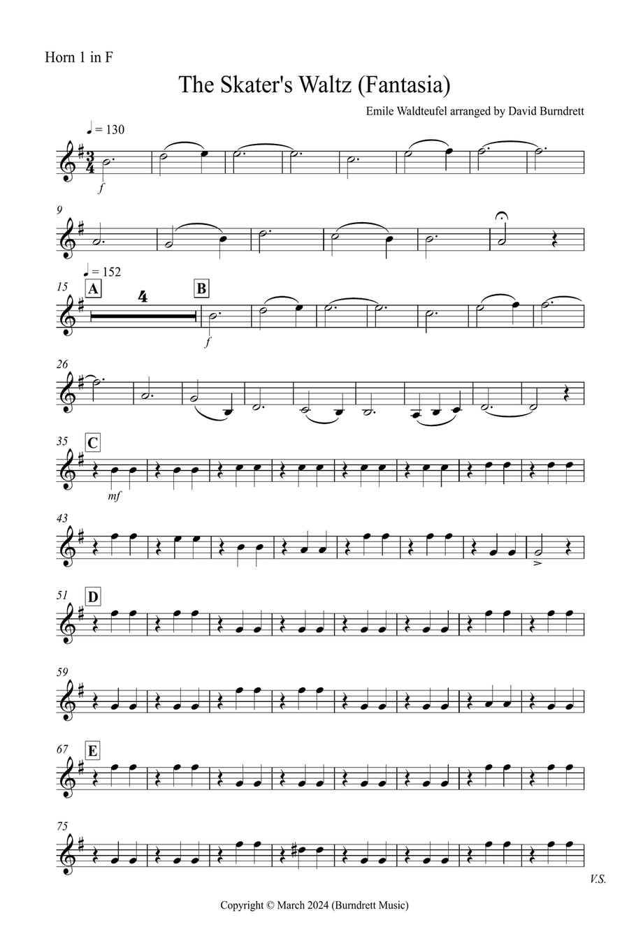 The Skater's Waltz (Fantasia) for Horn Quartet French Horn Quartet scores gallery preview page 5