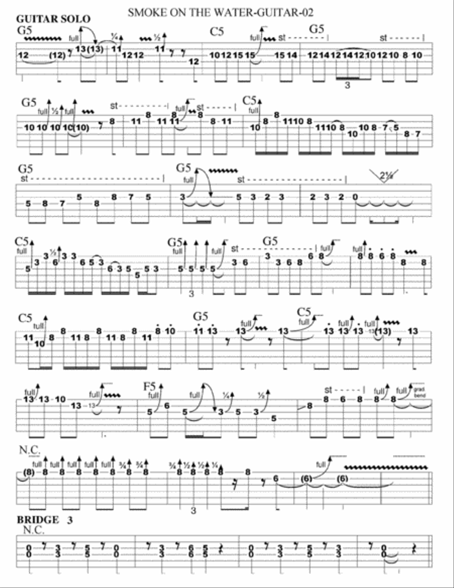 Smoke On The Water Guitar Tablature scores gallery preview page 2