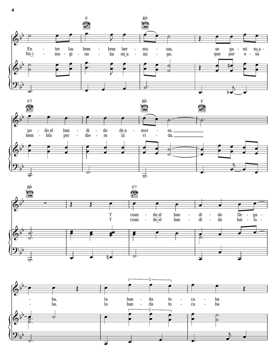 Bandido De Amores Piano, Vocal, Guitar scores gallery preview page 4