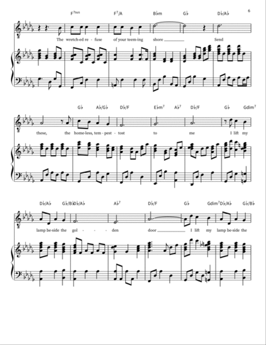 Give Me your tired, your poor Piano Solo scores gallery preview page 6