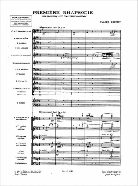 Premiere Rhapsodie - Pour Clarinette Et Orchestre