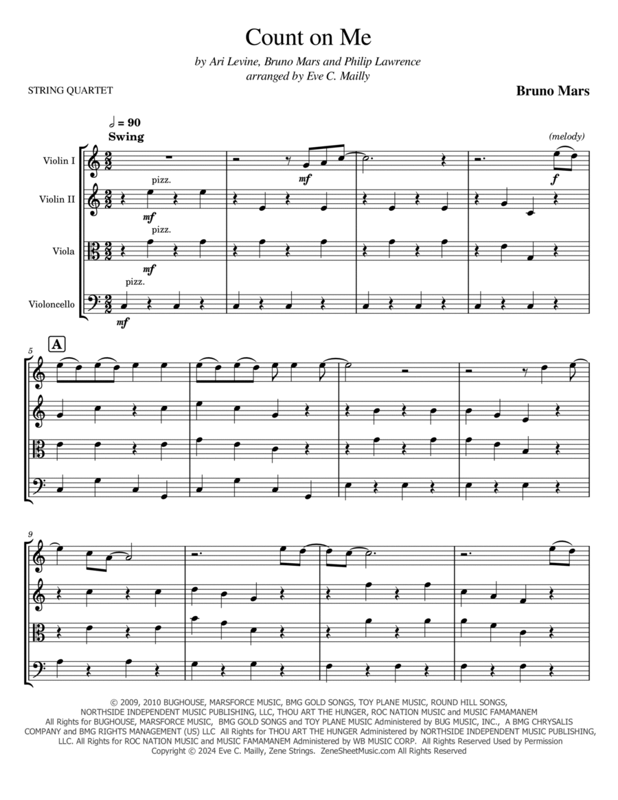 Count On Me String Quartet scores gallery preview page 1