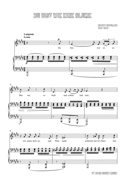 Schumann-Du bist wie eine Blume in E Major,for Voice and Piano image number null