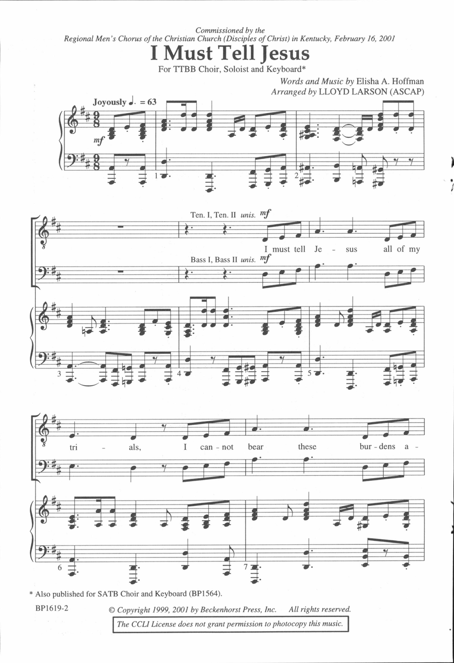 I Must Tell Jesus - TTBB TTBB scores gallery preview page 2