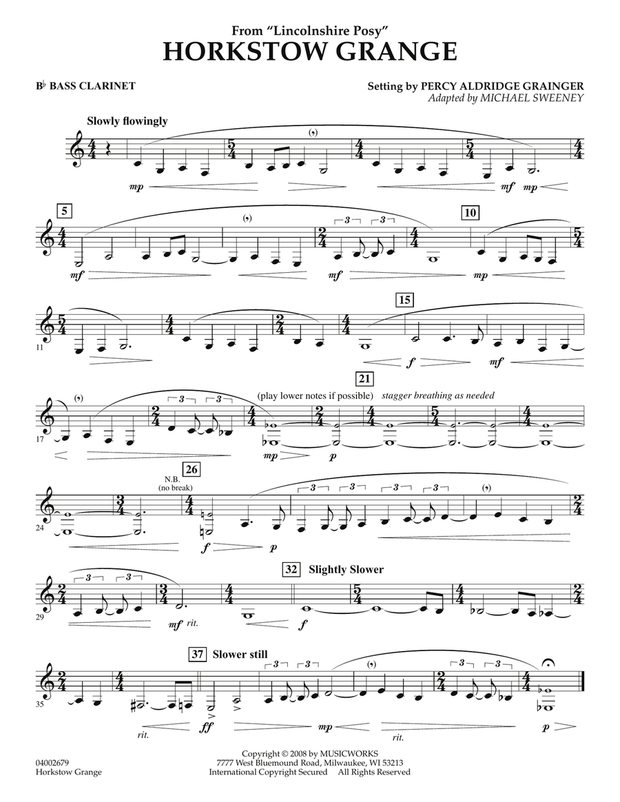 Horkstow Grange - Bb Bass Clarinet Concert Band scores gallery preview page 1