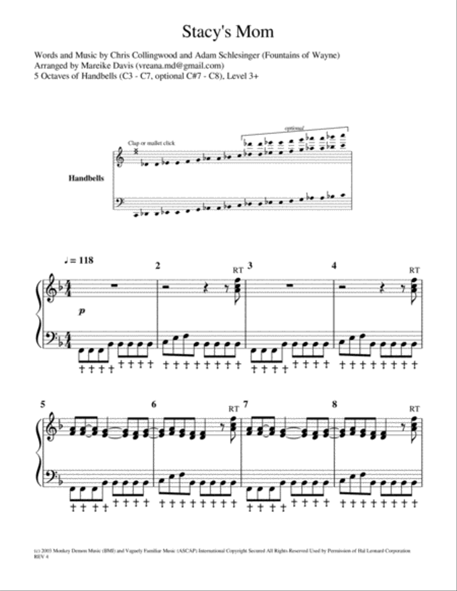 Stacy's Mom Handbell Choir scores gallery preview page 1